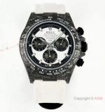 Super Clone Rolex Daytona Diw Carbon Swiss 4130 Noob Factory Panda Dial on White Nylon Strap